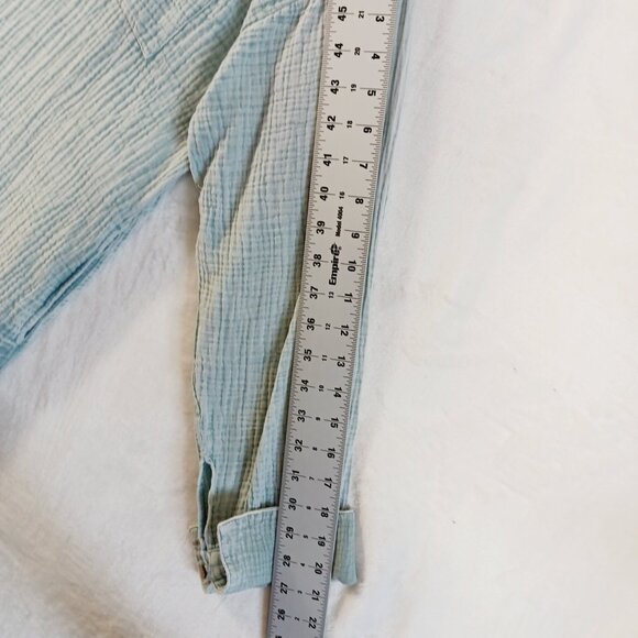 Easel, Oversize, Long, Button Down Shirt, Soft 100% Cotton, Pockets, Lt. Teal, M - Picture 16 of 16